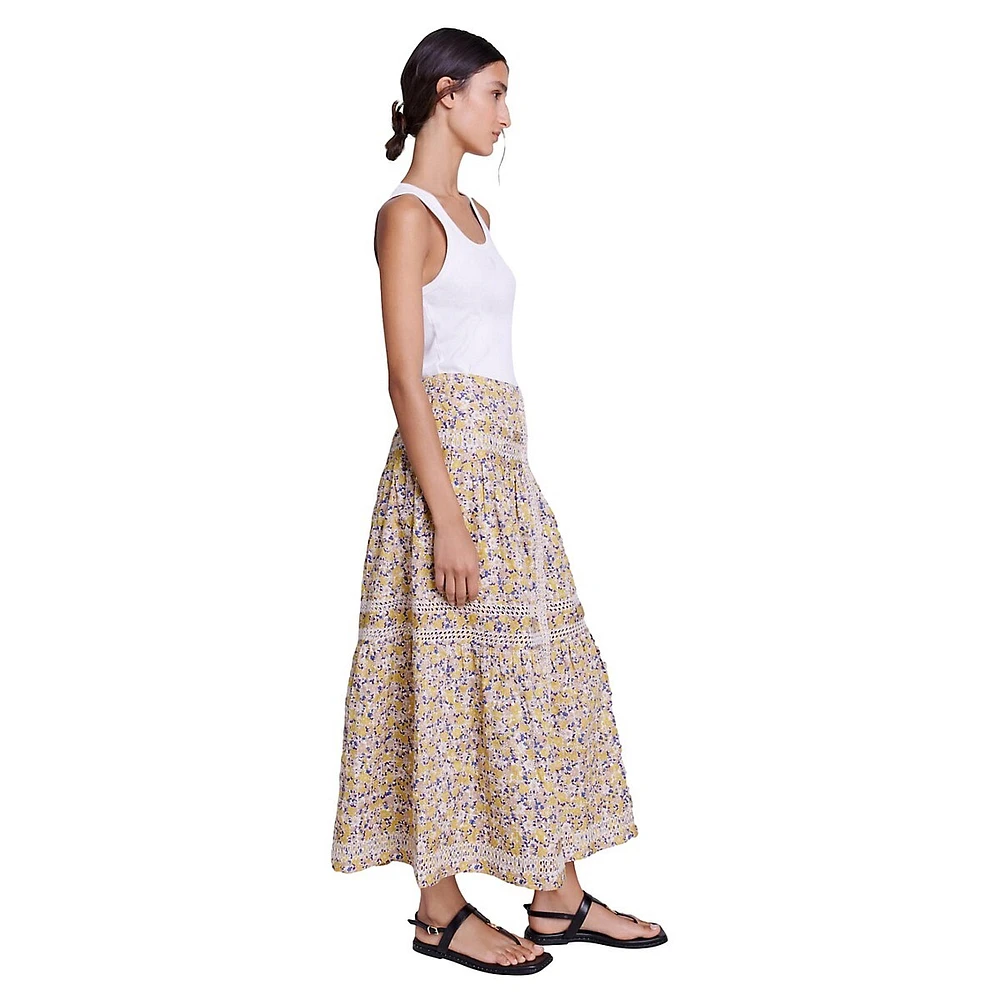 Jipiflower Printed Embroidered Long Skirt