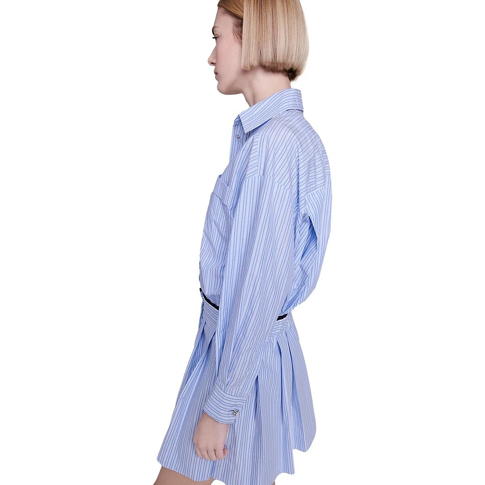 Raudri Pleated Short Shirt Dress