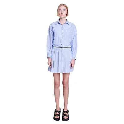 Raudri Pleated Short Shirt Dress