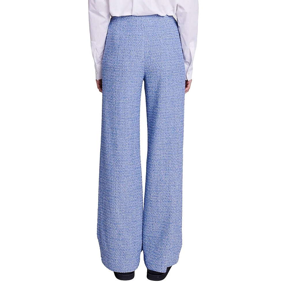 Pablito Tweed Flap-Pocket Wide-Leg Pants