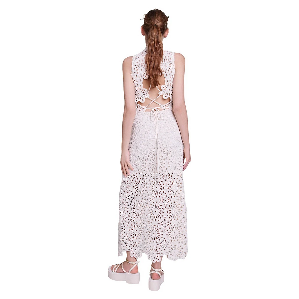 Rozimina Sleeveless Beaded Crochet Maxi Dress