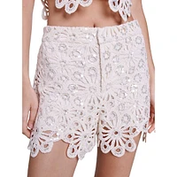 Izimette Sequined Crochet Shorts