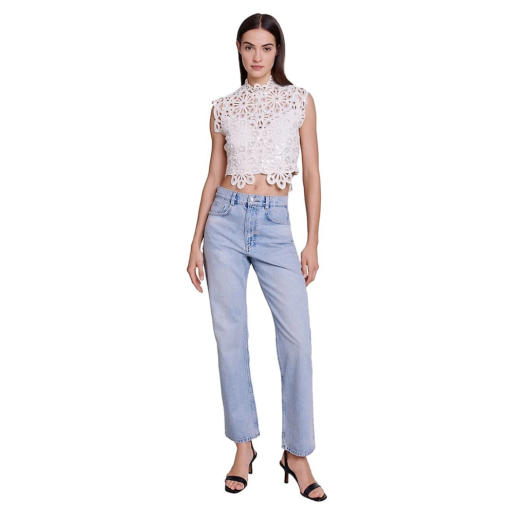 Lozimette Sequined Lace Top