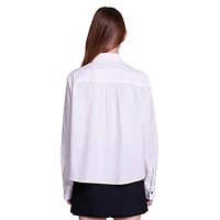 Carlita Patch-Pocket Collared Cropped Shirt