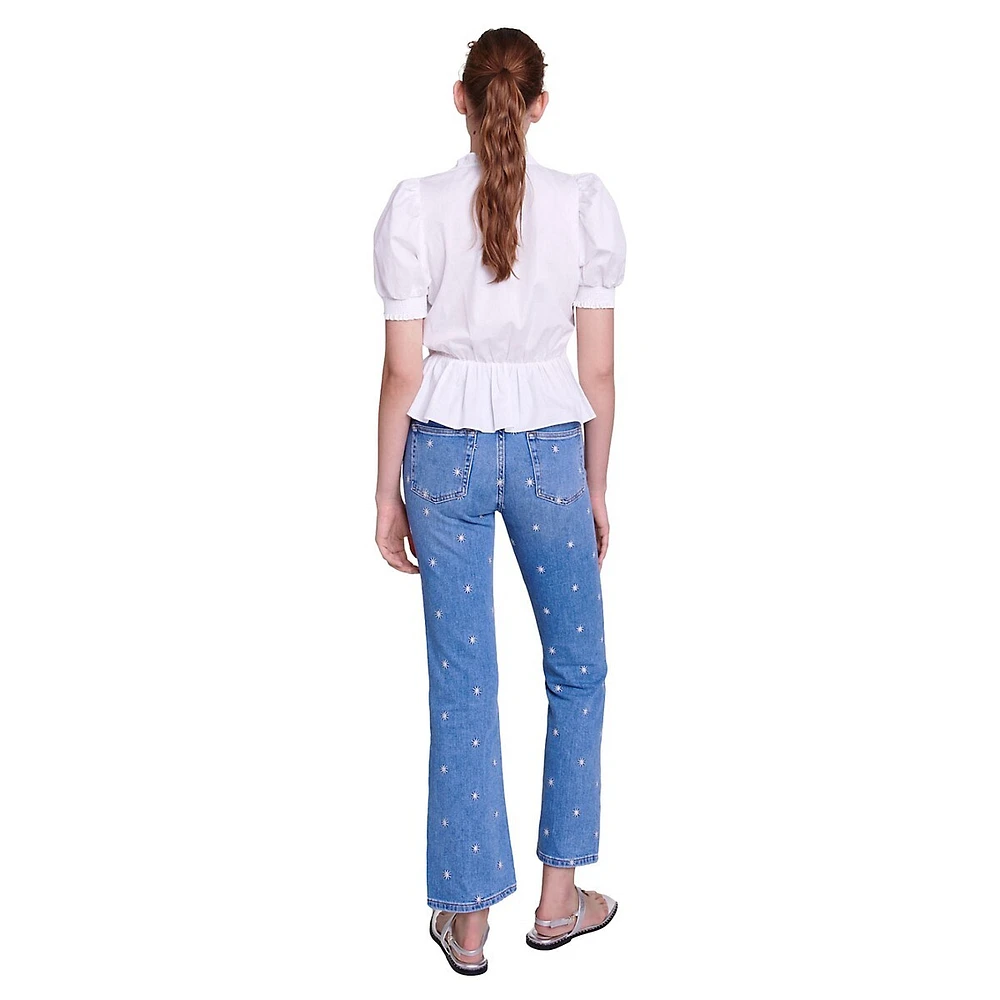 Passionbrod Sun-Embroidered Flared Jeans