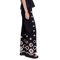 Pilmeraie Wide-Leg Crochet-Cutout Pants