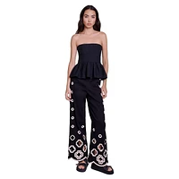 Pilmeraie Wide-Leg Crochet-Cutout Pants