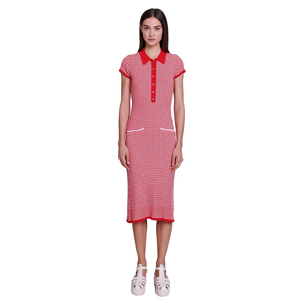 Rinamaille Polo-Style Knit Midi Dress