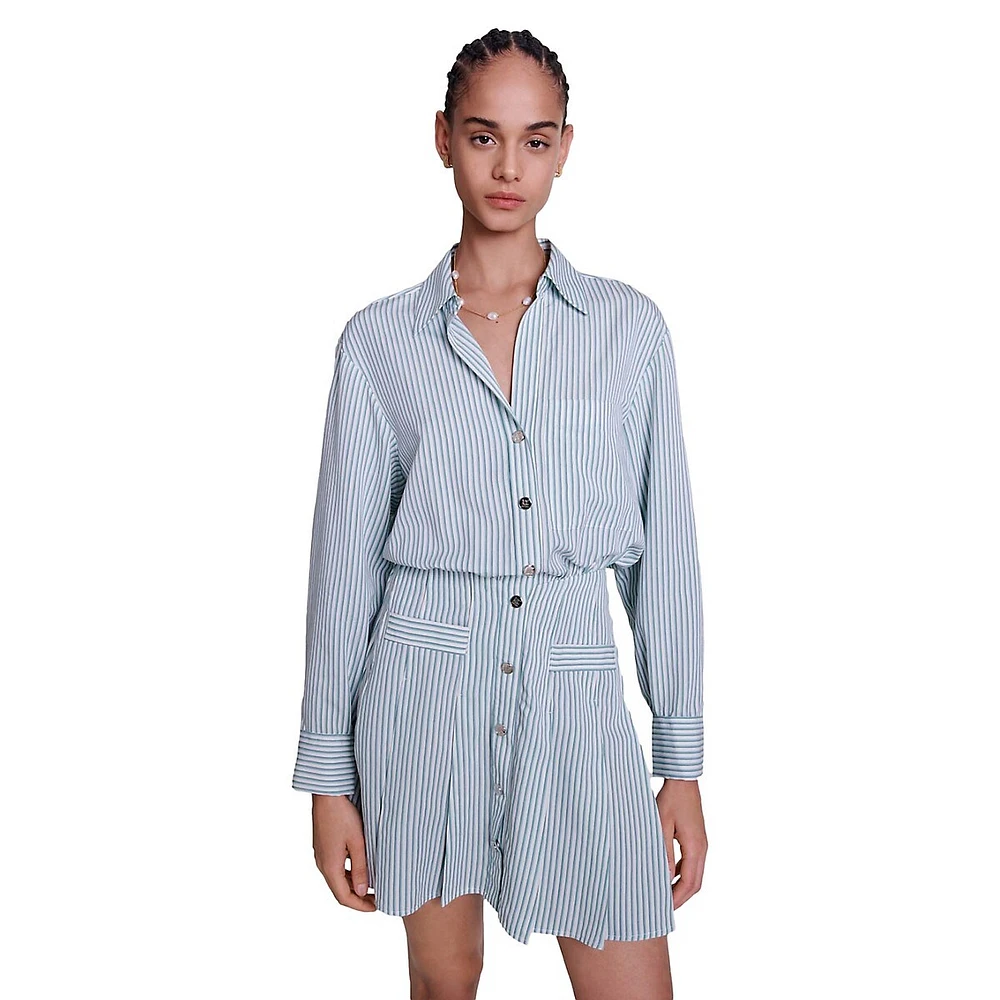 Raudrine Striped Shirtdress