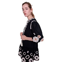 Rilmeraie Clover-Embroidered Tunic Mini Dress