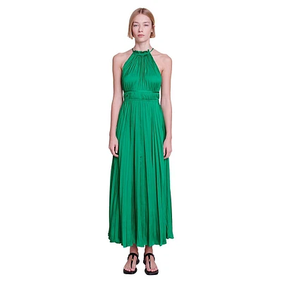 Revilly Pleated Satin Gown