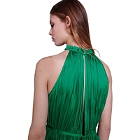 Leville Pleated Satin Halterneck Top