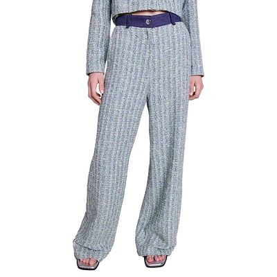 Poelia Wide-Leg Tweed Pants