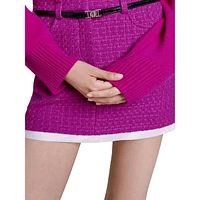 Jienna Belted Tweed Mini Skirt