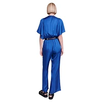 Pibraid V-Neck Satin Flutter Jumpsuit