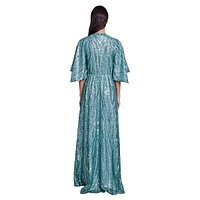 Rilousa Sequined Waves Maxi Gown