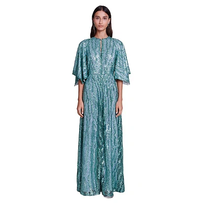 Rilousa Sequined Waves Maxi Gown