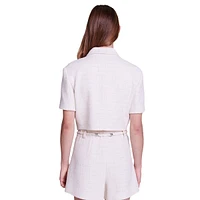 Villoni Short-Sleeve Crop Blazer