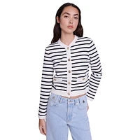 Maracasse Striped Braid-Trim Cardigan