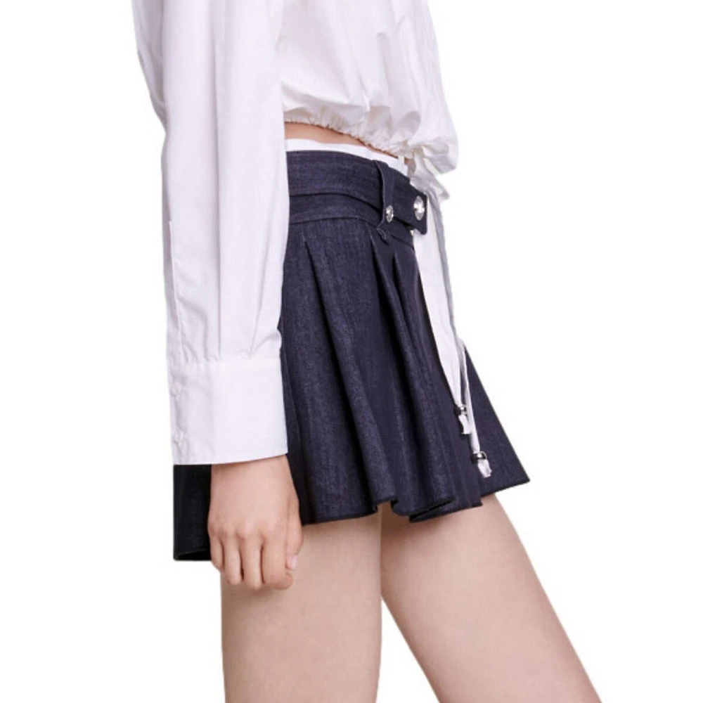 Jinimi Belted Pleated Mini Skirt