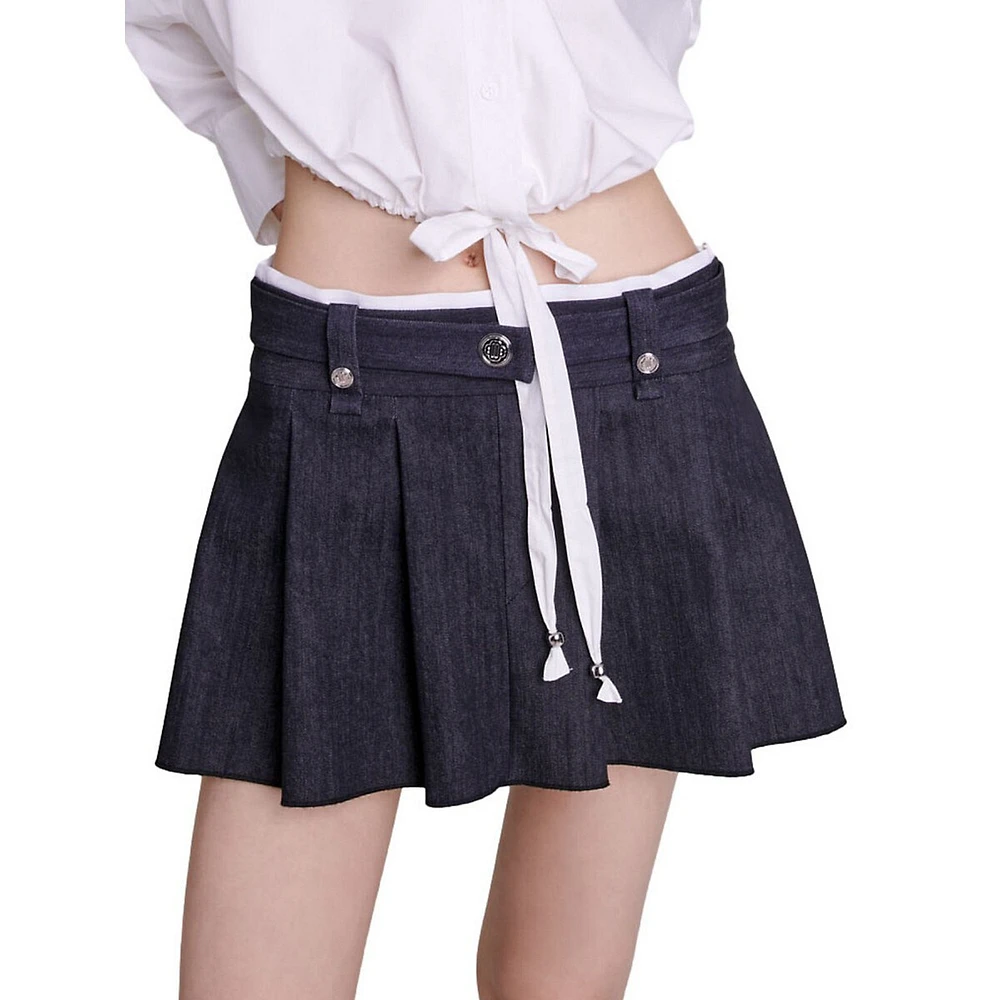 Jinimi Belted Pleated Mini Skirt