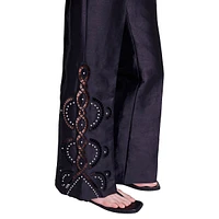 Plint Wide-Leg Embroidered Satin Pants