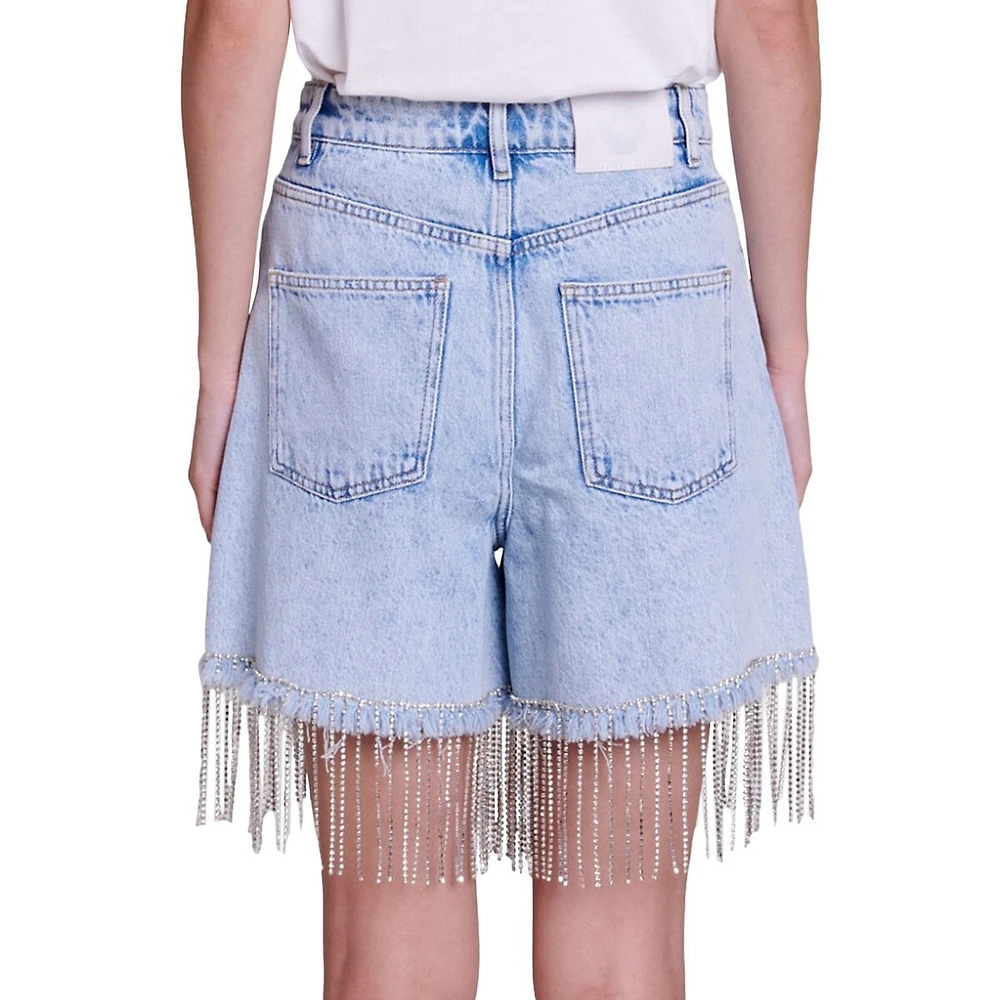 Ioza Denim Fringe Shorts