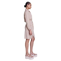 Rilinen Linen-Blend Wrap-Look Shirt Dress