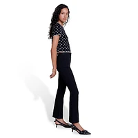 Momendots Polka Dot Short-Sleeve Cropped Sweater