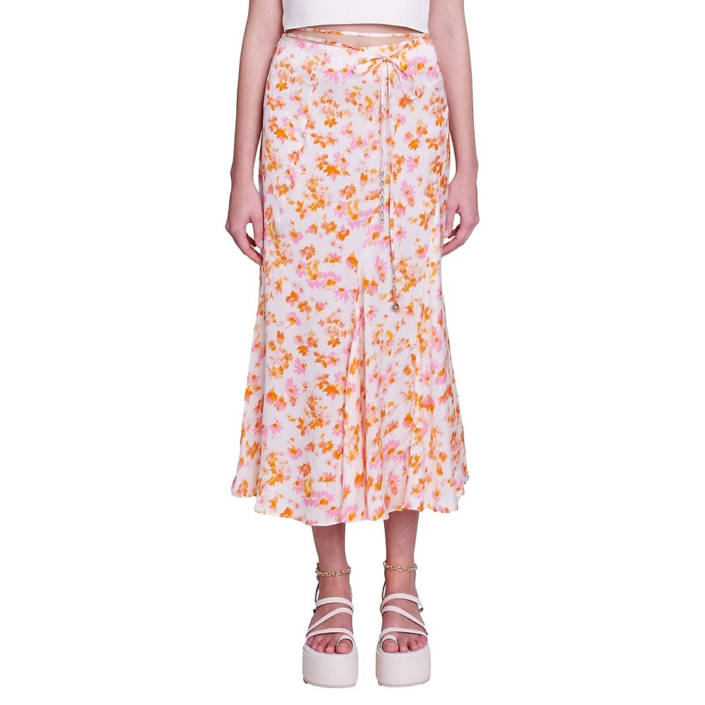 Jispring Floral Midi Skirt