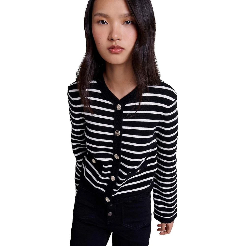 Maracasse Striped Wool-Blend Cardigan