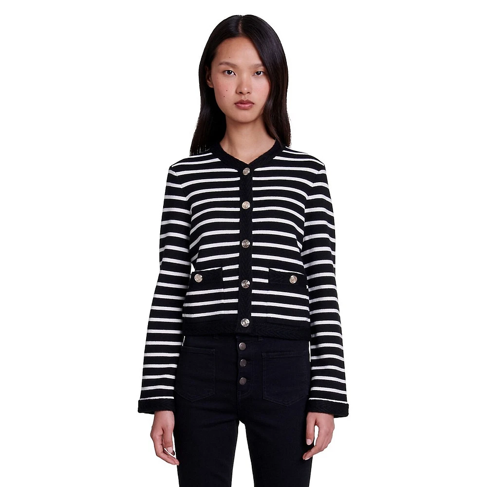 Maracasse Striped Wool-Blend Cardigan