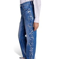 Promessa Embellished Wide Straight-Leg Jeans