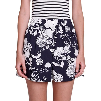 Pull-On Floral Poplin Shorts