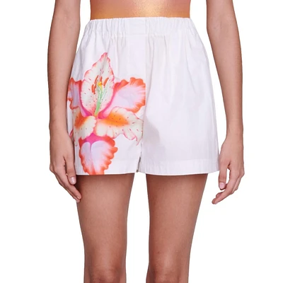Hibiscus-Print Pull-On Shorts