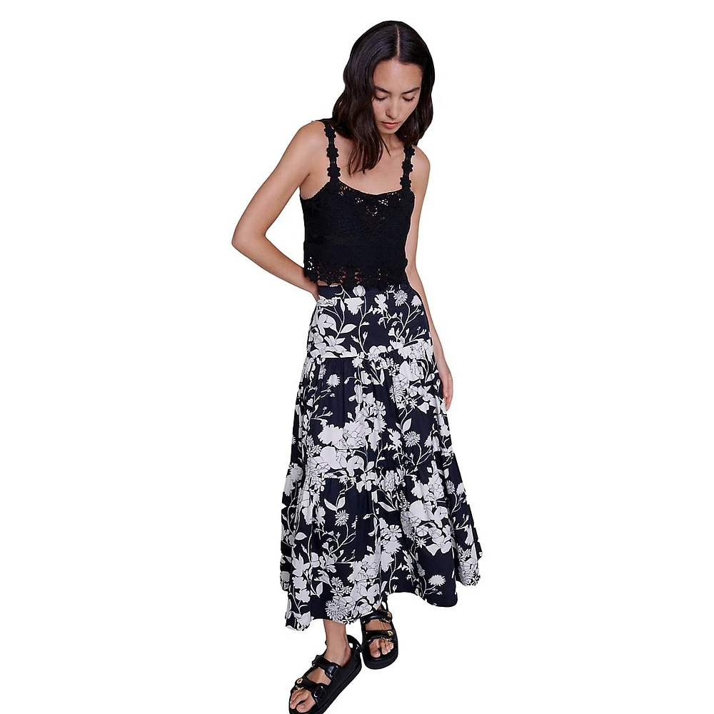 High-Waist Floral Maxi Skirt