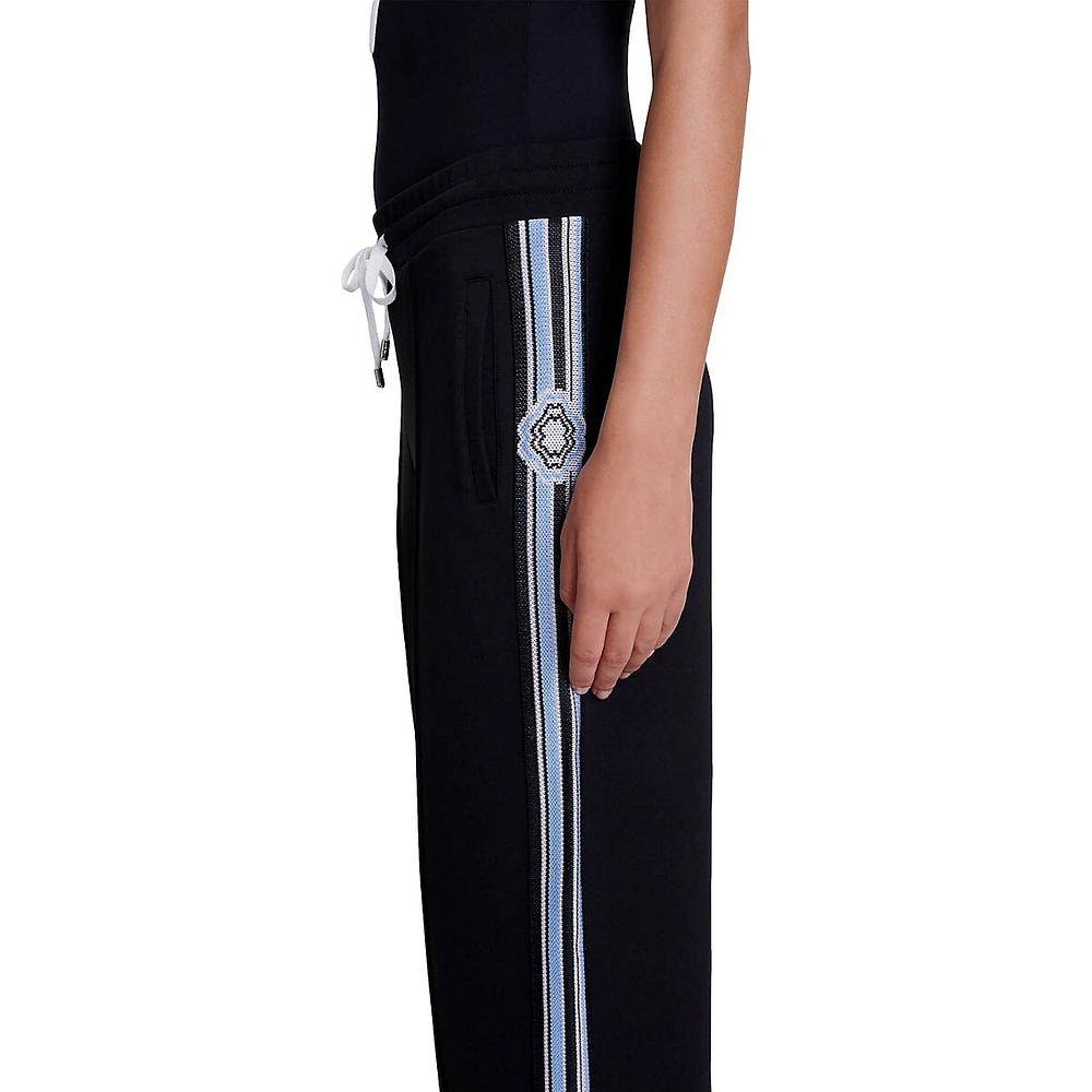 Polympic Wide-Leg Side-Sripe Track Pants