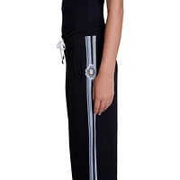 Polympic Wide-Leg Side-Sripe Track Pants