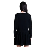 Magot Roundneck Contrast-Trim Cardigan