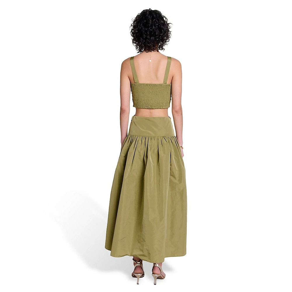 Raffetas Pleated Cutout Maxi Dress