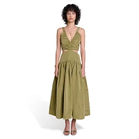 Raffetas Pleated Cutout Maxi Dress