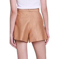 Pleated Linen-Blend Shorts