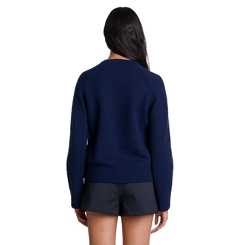 Monore Wool-Blend Varsity Raglan Sweater