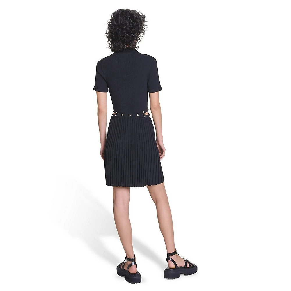 Ritourna Pleated Cutout Polo Dress