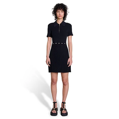 Ritourna Pleated Cutout Polo Dress