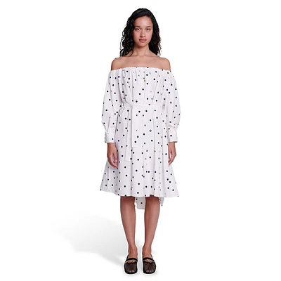 Ranina Dotted Off-The-Shoulder Dress