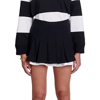 Jolympy Dual-Material Pleated Mini Skort