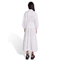 Riponita Crochet-Trim Midi Shirt Dress