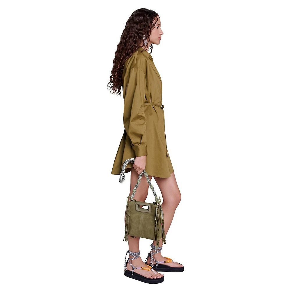 Rosikia Cutaway-Back Wrap Mini Shirtdress