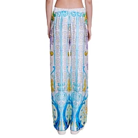 Pezaique Mosaic-Print Flowy Wide-Leg Pants